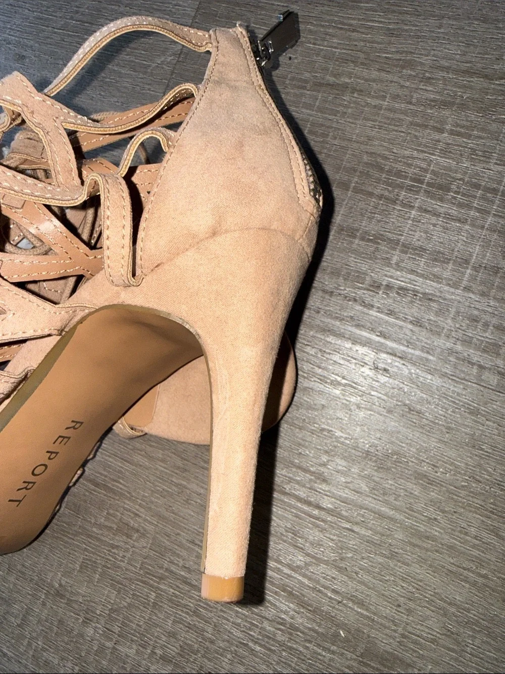 Report Nude/Tan Lace-Up Strappy High Heel Sandals